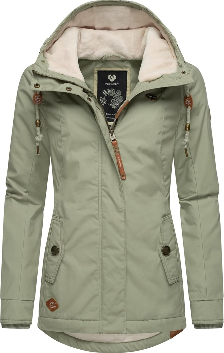 Ragwear Damen warme Winterjacke kurz mit Kapuze Monade XS-6XL S Dusty Olive24, S Dusty Olive24