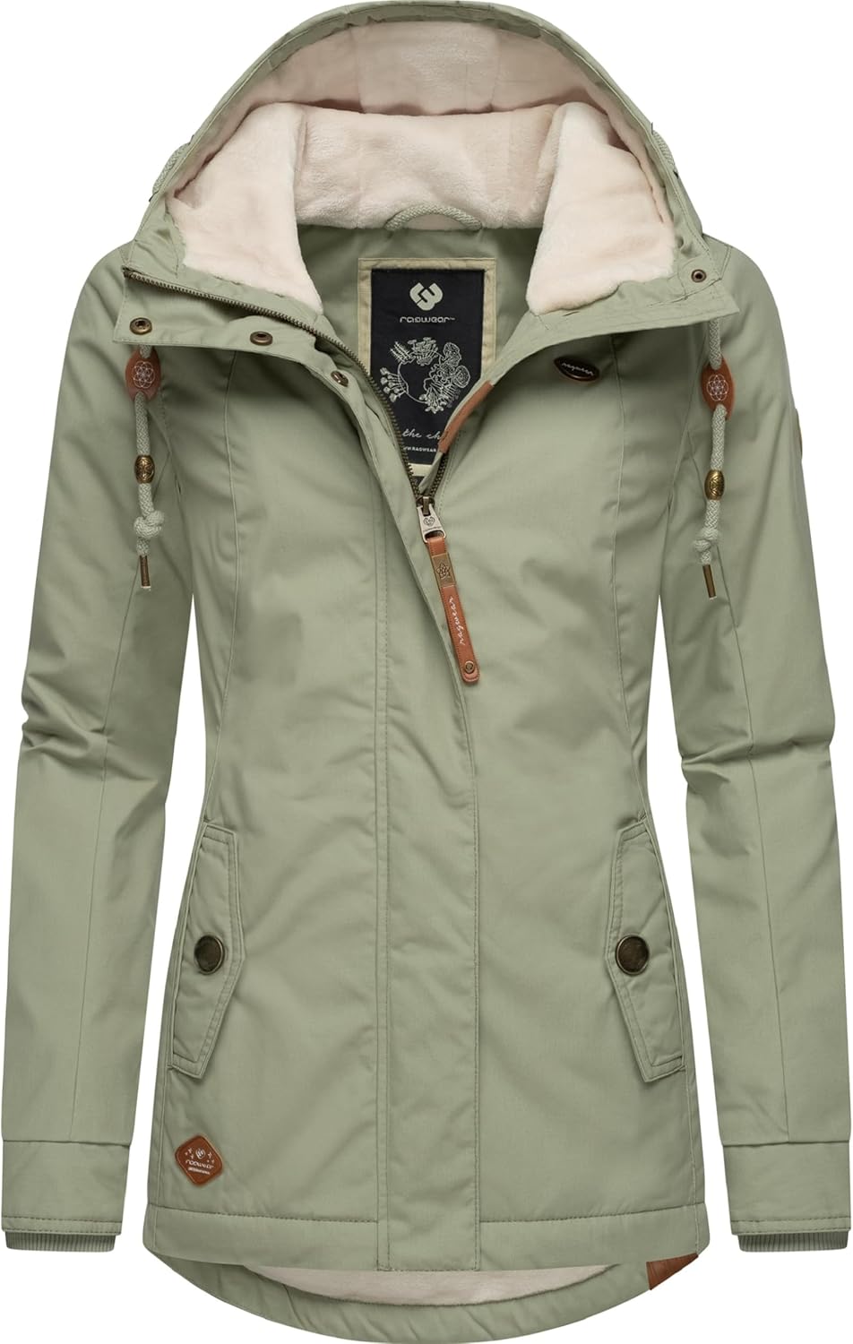 Ragwear Damen warme Winterjacke kurz mit Kapuze Monade XS-6XL M Dusty Olive24, M Dusty Olive24