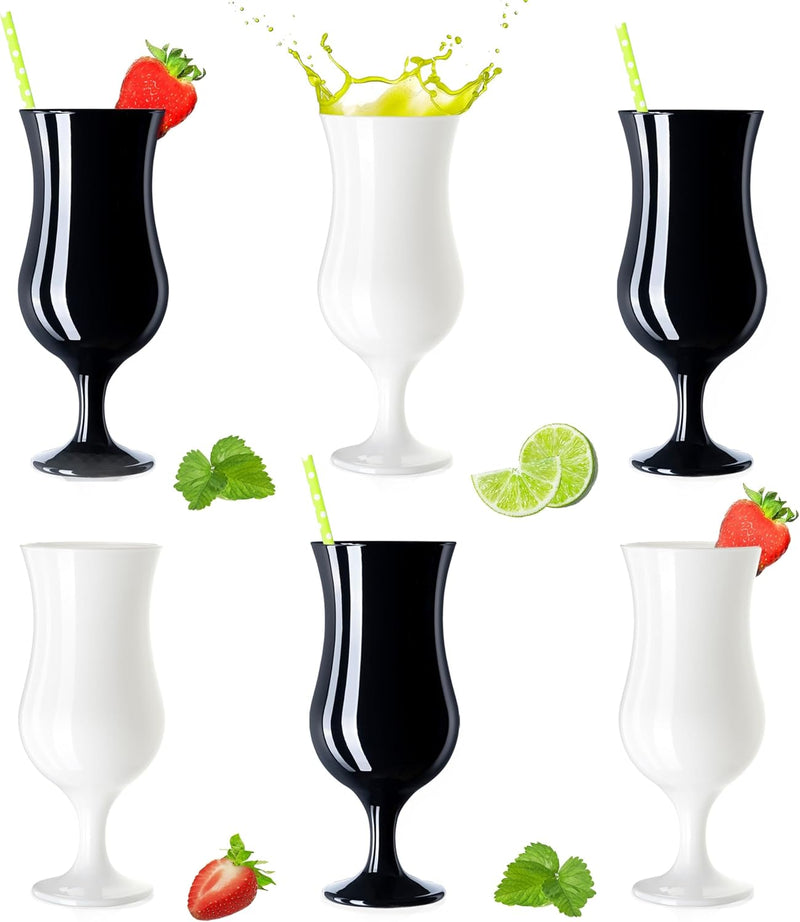 PLATINUX Schwarze & Weisse Cocktailgläser 400ml (max. 470ml) aus Glas Set 6-Teilig Longdrinkgläser P