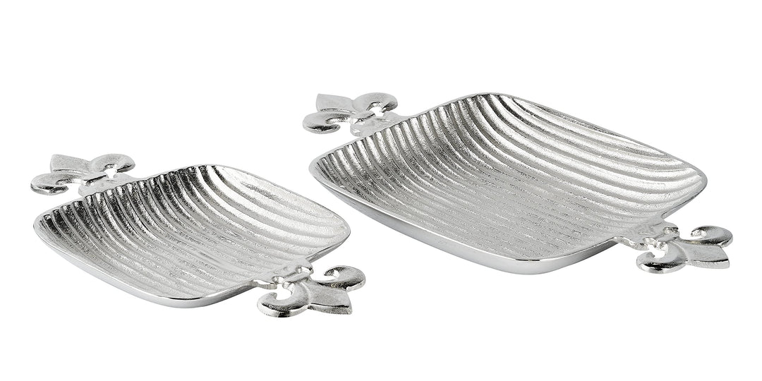 MichaelNoll Schale Lilie Dekoteller Deko Aluminium Silber - Moderne Dekoschale aus Metall - 44 oder