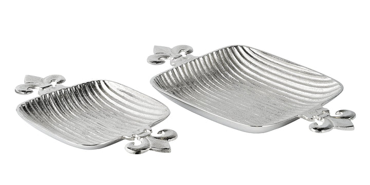 MichaelNoll Schale Lilie Dekoteller Deko Aluminium Silber - Moderne Dekoschale aus Metall - 44 oder