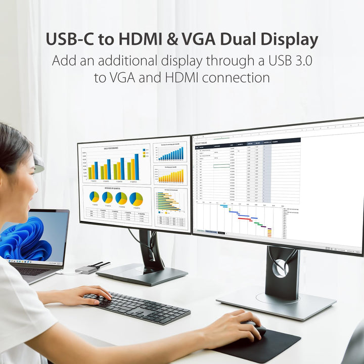 j5create USB 3.0 zu VGA & HDMI Multi-Monitor Adapter - Kompatibel mit Microsoft Windows (32-Bit oder