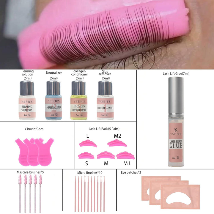 Ysen's Wimpernlift-Set mit Kleber, Perming-Lösung, Neutralisierer, Kollagen-Conditioner, Klebstoffen