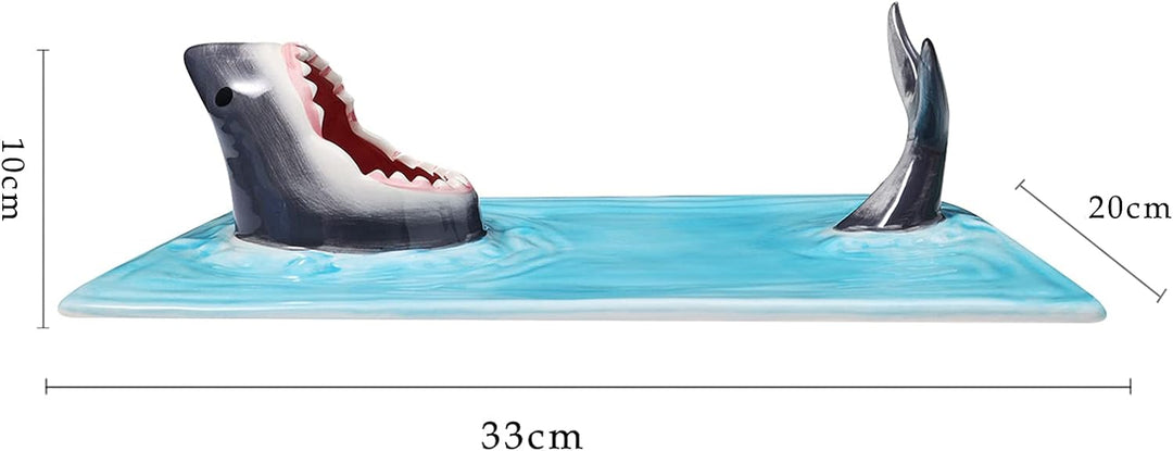 Aunaeyw Shark Sushi Teller Keramik Sushi Teller, Haifisch Form Rechteck Shark Sushi Platte Rechtecki