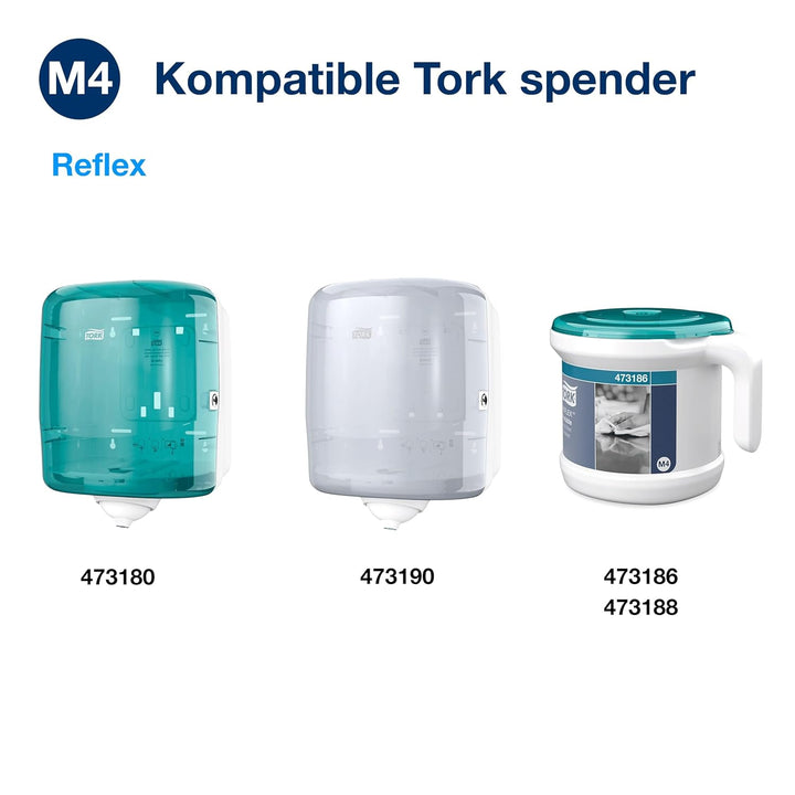 Tork Reflex Starke Mehrzweck-Papierwischtücher Blau M4, SmartCore, 6 × 450 Blatt, 473391 Für M4 Inne