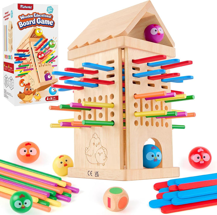 Montessori Spielzeug ab 3 4 5 6 Jahren - Brettspiele aus Holz, Kinder Lernspielzeug mit Bunten Stäbc
