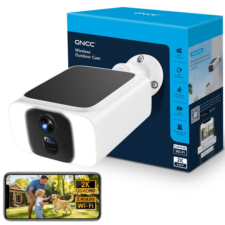 GNCC 2K Überwachungskamera Aussen Akku Solar, 2,4/5GHz WLAN Kamera Outdoor Überwachung Aussen mit Ka