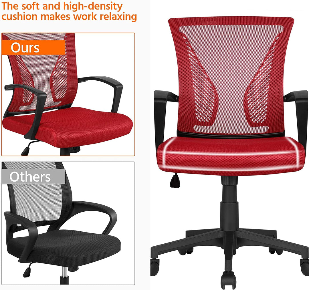 Yaheetech Bürostuhl Ergonomisch, Schreibtischstuhl mit Netzbespannung, Arbeitsstuhl mit Armlehnen, C