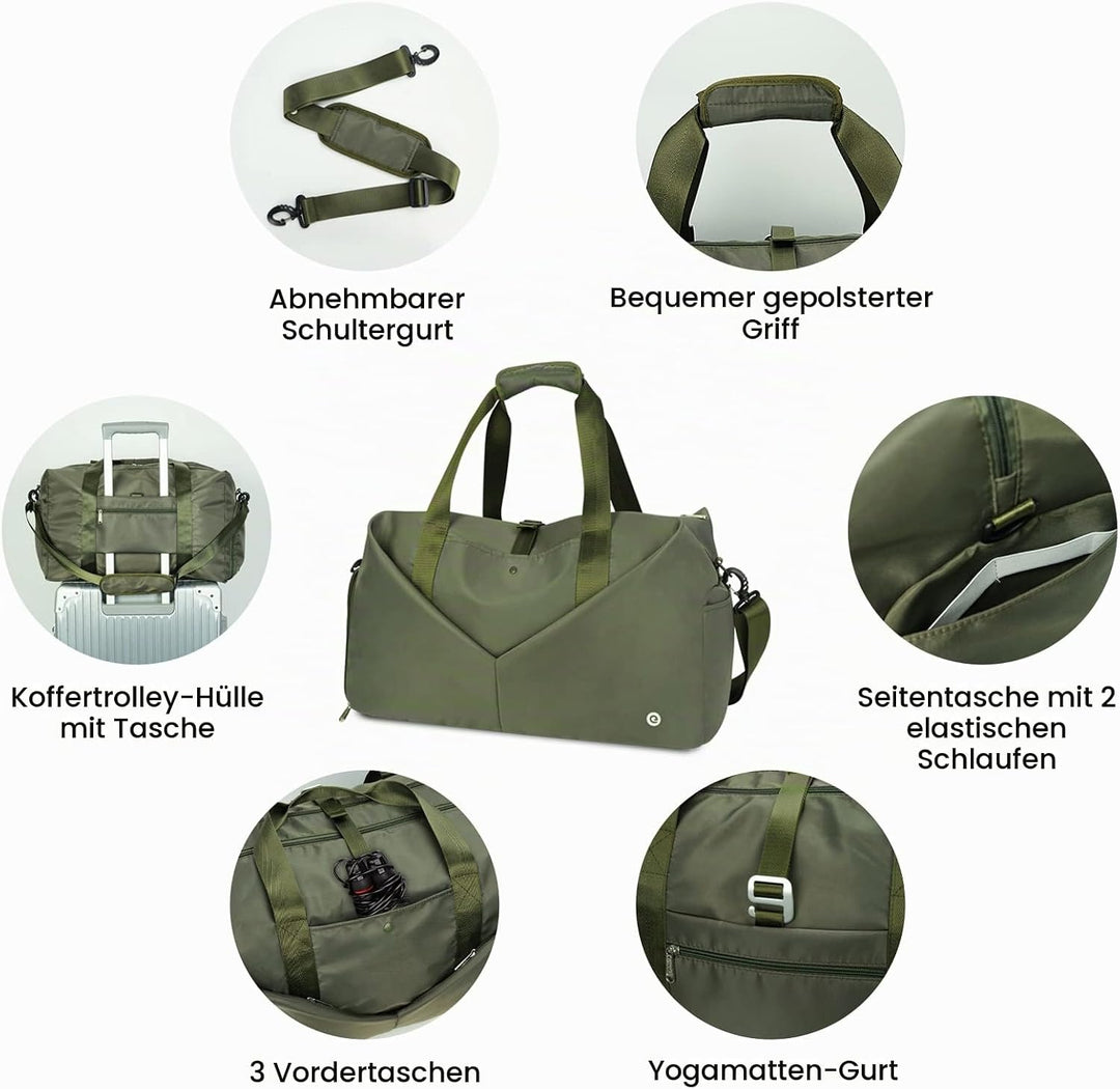 Ceneda Sporttaschen Klassische Reisetasche mit Schuhfach und Kulturtasche Sporttasche Damen Herren T