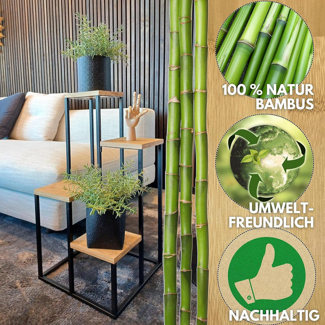 Schauer Pflanzentreppe mit 4 Ebenen natur/schwarz - aus Bambus auf Metallgestell - Blumenständer für