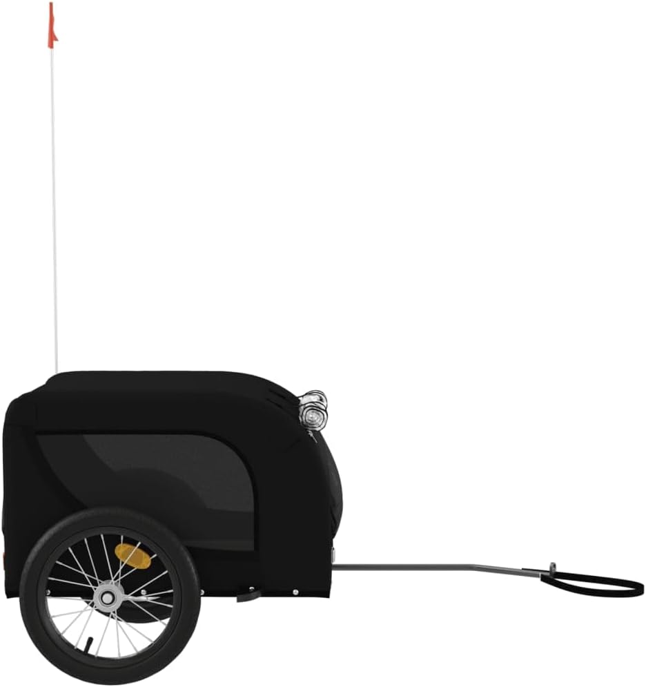 vidaXL Fahrradanhänger Hunde Grün und Schwarz Oxford-Gewebe & Eisen Schwarz 124 x 65 x 66 cm, Schwar