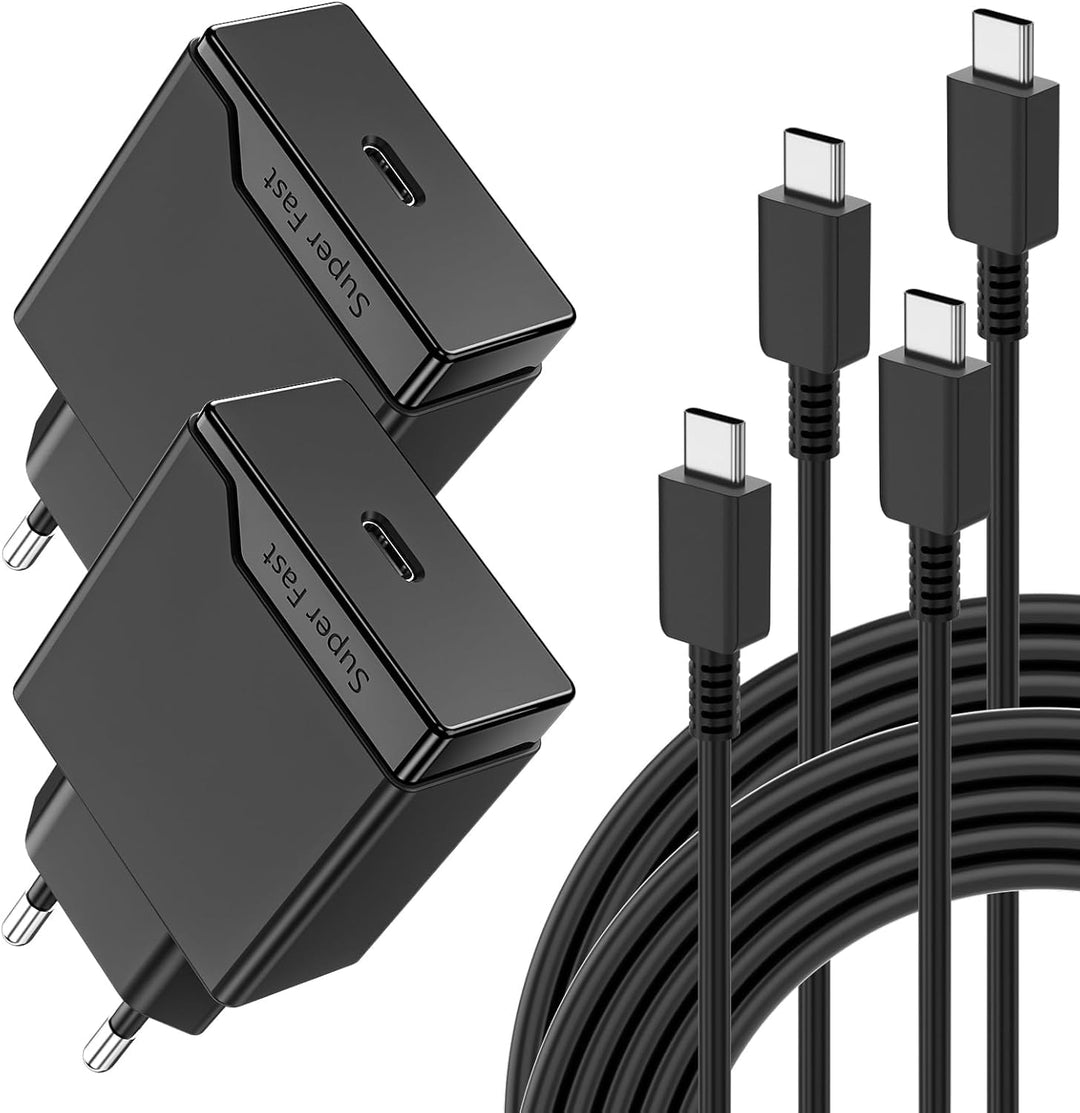 2er 25W USB-C Schnellladegerät Ladekabel Kompatibel mit Samsung Galaxy S25 5g S24 S23 S22 S21 S20 Ul