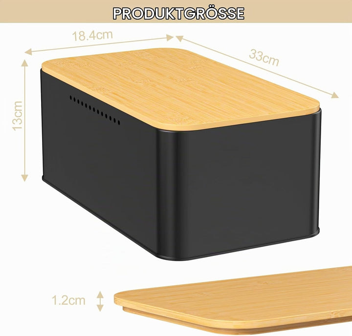 Brotkästen, Brotdose mit Hochwertigem Bambusdeckel, Kann Als Schneidebrett, Brotbox Aus Metall, für