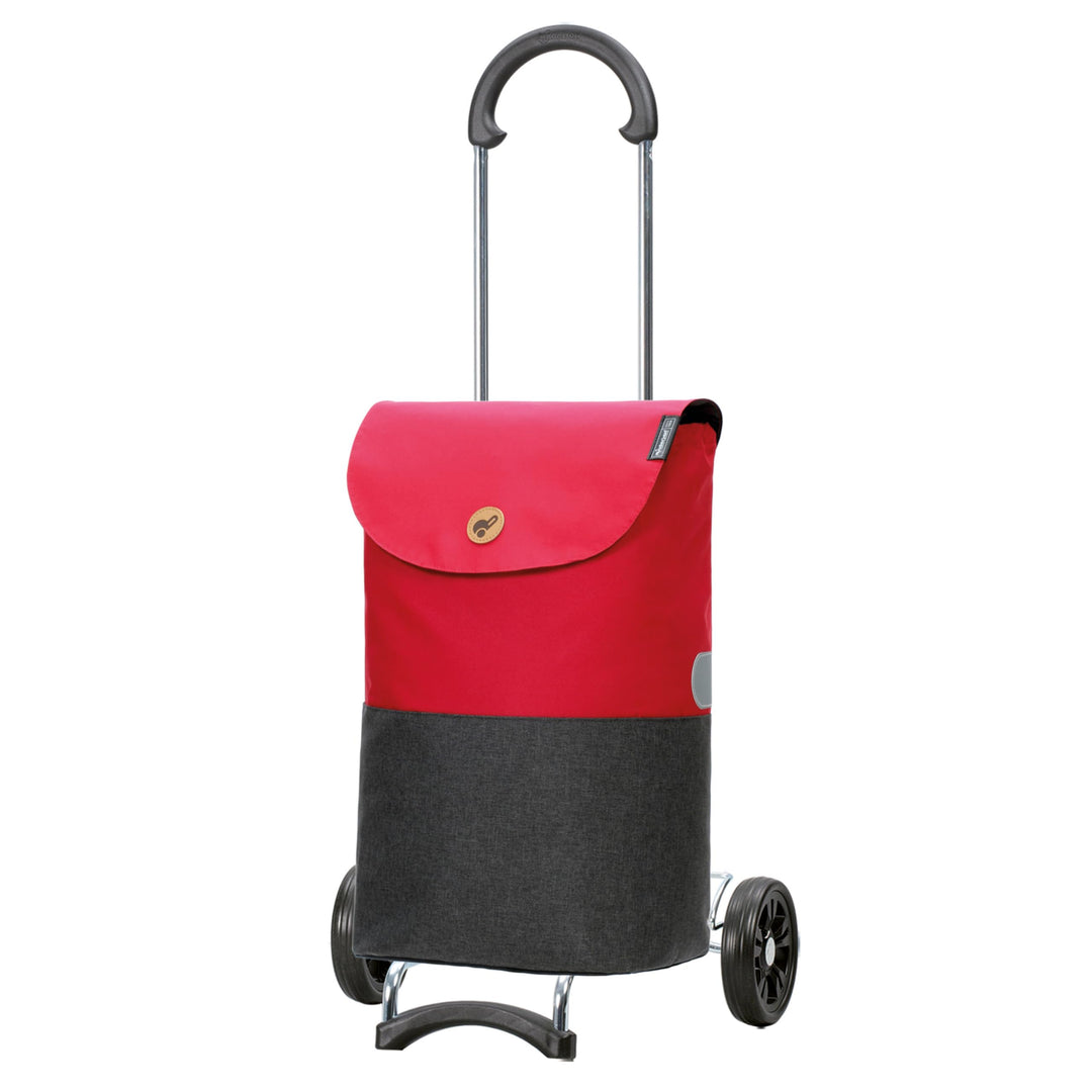 Andersen Shopper Scala Stahl mit Rad Ø 15 cm und 36 Liter Tasche Ebba rot