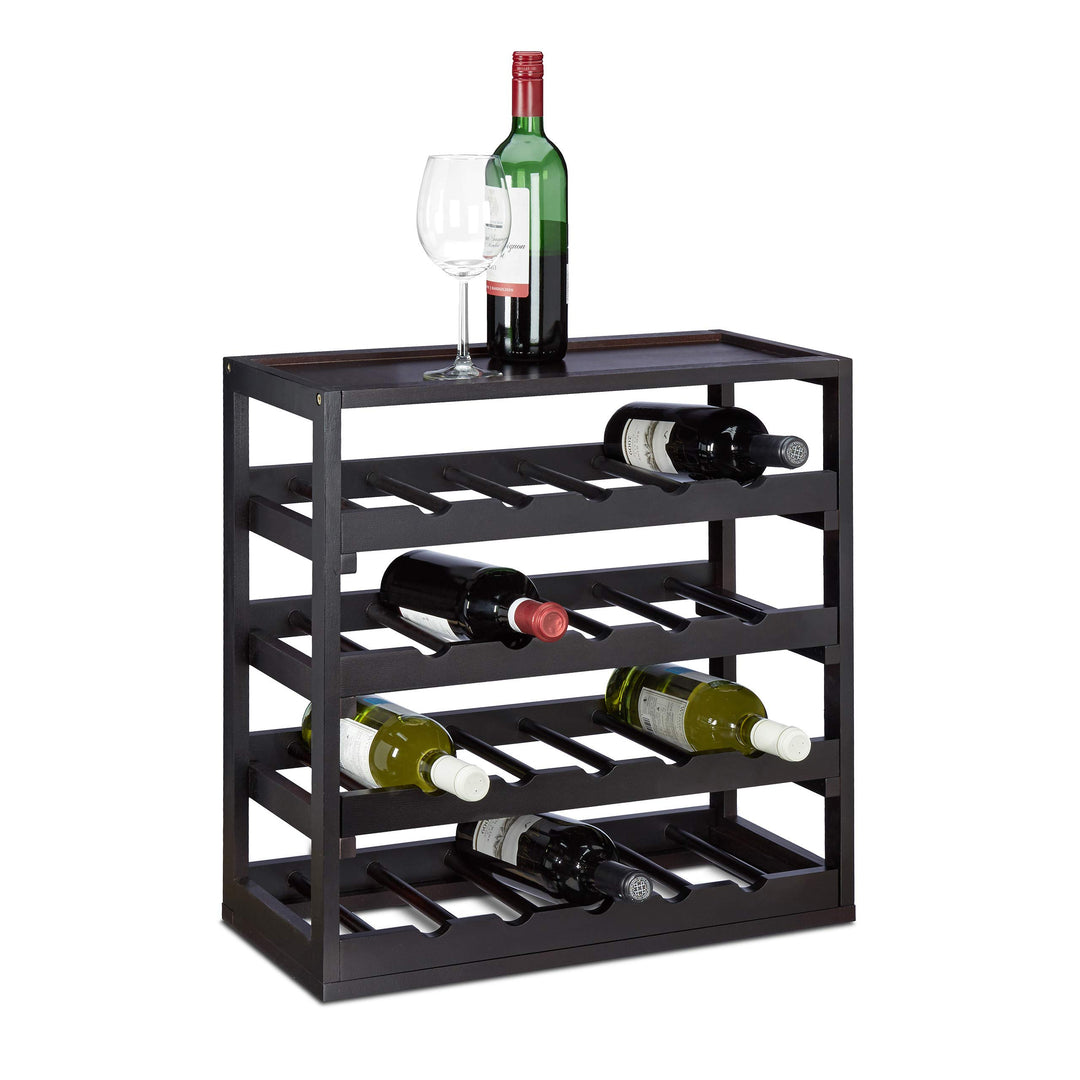 Relaxdays Weinregal aus Holz H x B x T: ca. 52 x 52 x 25 cm robustes Flaschenregal für Wein Weinflas