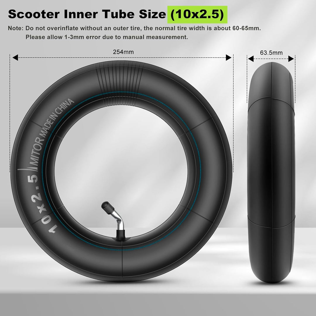E Scooter Schlauch 10x2.50, Haltbarem 60/70-6.5 Schlauch Verdickter für Ninebot MAX G30D/G30/G30P/G3