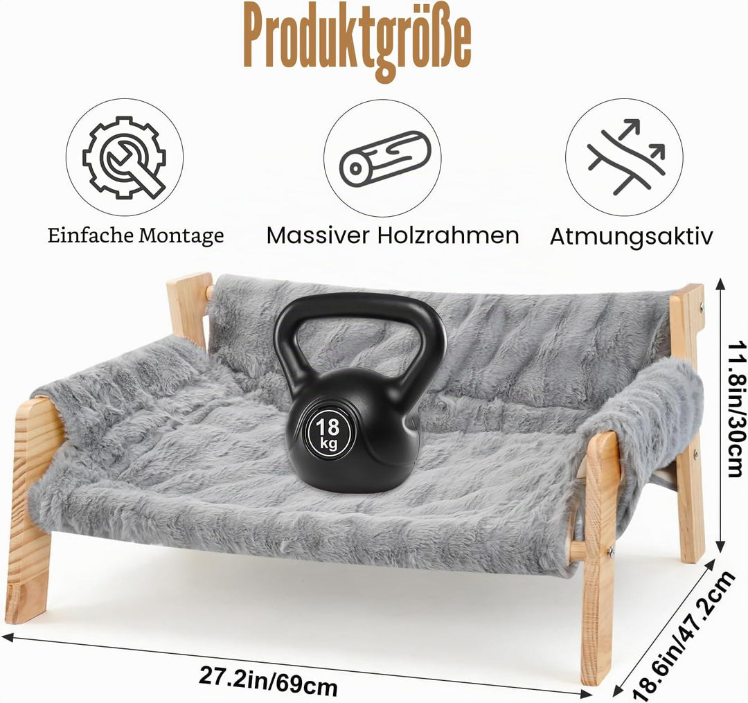 Grosse Katzenbett, Flauschig Katzenkissen Plüsch Weich Katzensofa Erhöhtes Hundehöhle mit Abnehmbare