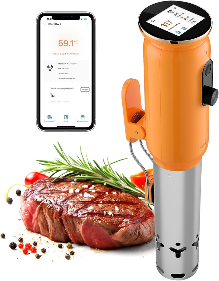 INKBIRD WiFi Sous Vide Garer ISV-101W, 1000 Watt Sous Vide, 3D-Wasserzirkulationserhitzung, Sous Vid