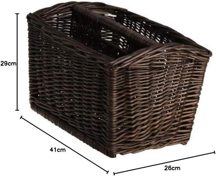 e-wicker24 Zeitungskorb mit Tragegriff, Zeitungsständer in Wengegrau, Zeitschriftenständer, Weidenko