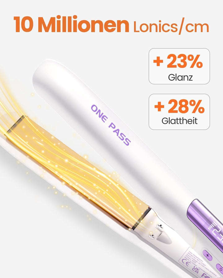 Faszin 2 in 1 Glätteisen Locken und Glätten, Titanplatten Ionen Haarglätter für einen glatten Stil,