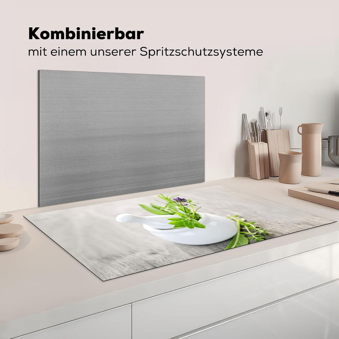 KitchenYeah© Herdabdeckplatte Einteilig Abdeckplatten Cerankochfeld Kräuter im Topf 52.7L x 91.6B cm