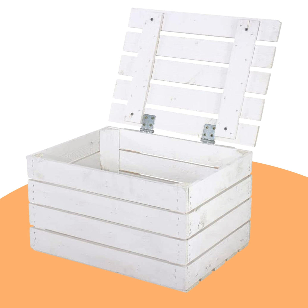 Weisse Holztruhe mit Deckel - 48x36x28 cm - NEU - Kinderzimmer mit Spielzeugkiste weiss, für Lego, D