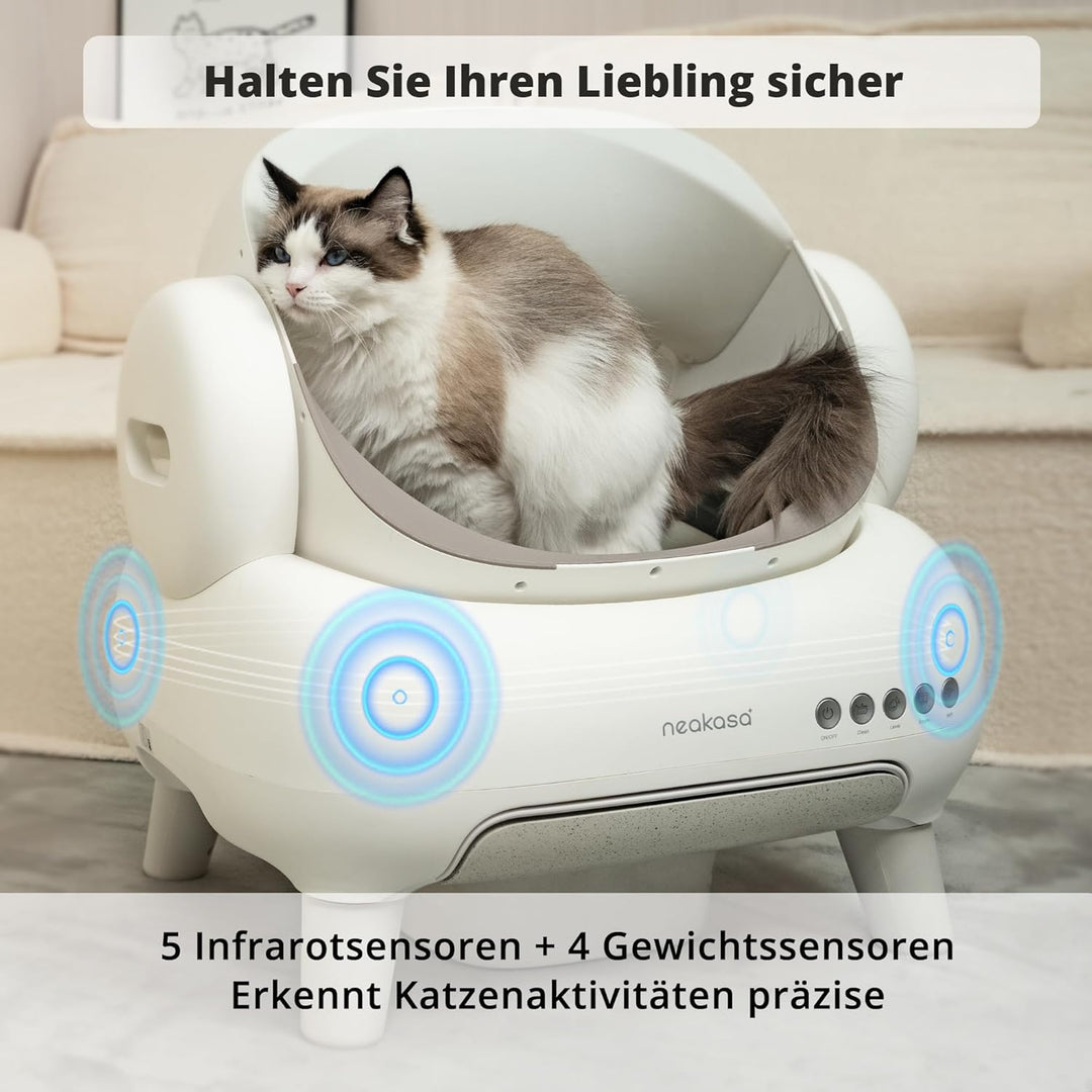 Neakasa M1 Plus Lite Selbstreinigende Katzentoilette mit offenes Design, XXL Kapazität Katzenklo, Ap