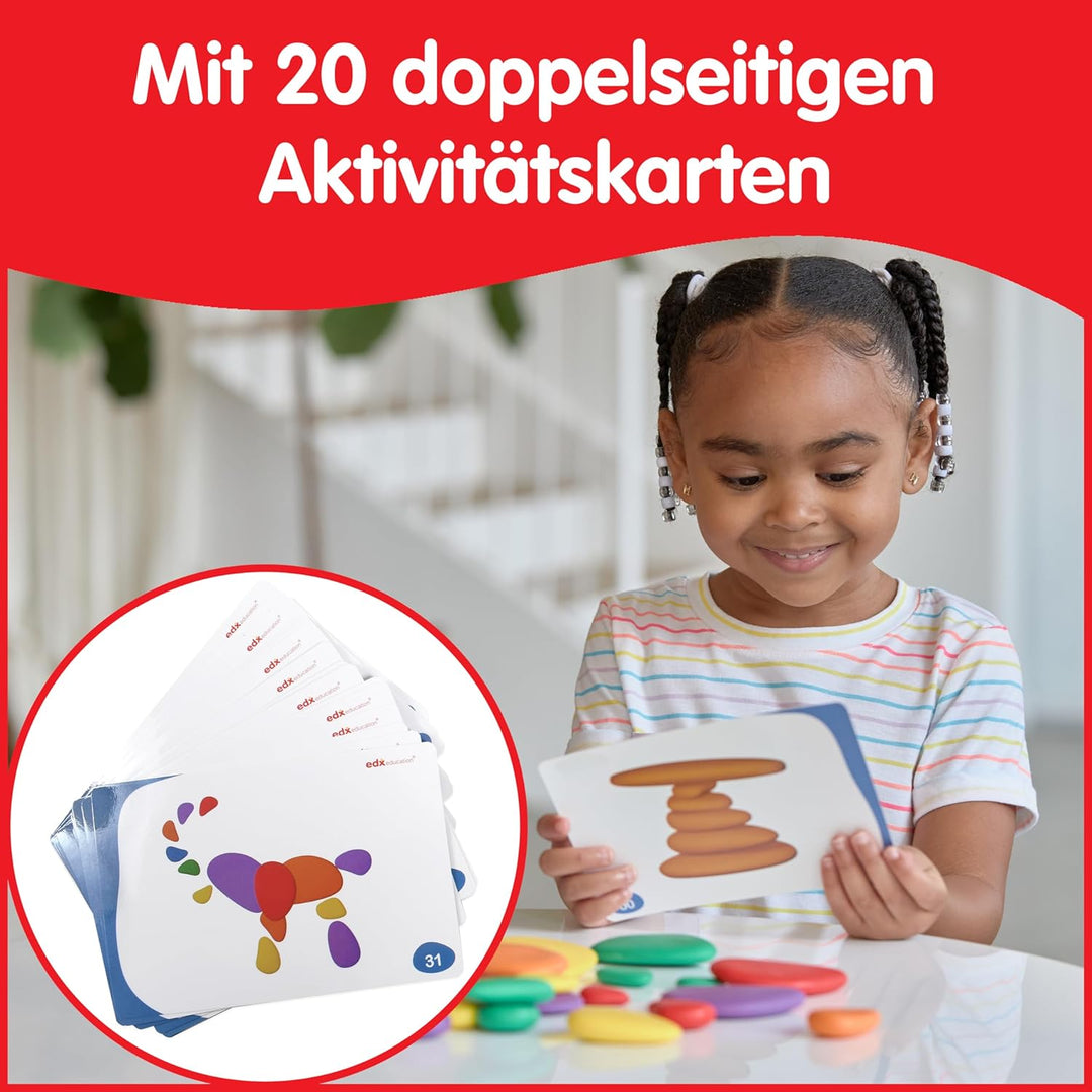 Rainbow Pebbles - Set mit 36 + 40 Aktivitäten - Die originalen Farbsortier- und Stapelsteine - Frühe