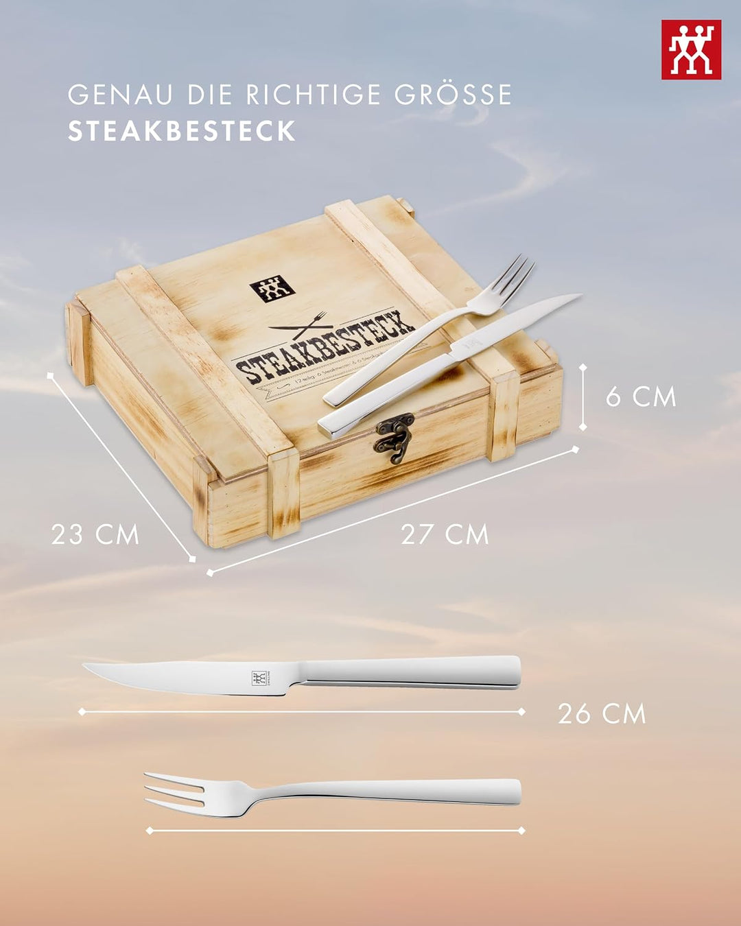 ZWILLING Steakbesteck Set für 6 Personen, 12-teilig, 6 Steakmesser und 6 Steakgabeln, Inkl. Aufbewah