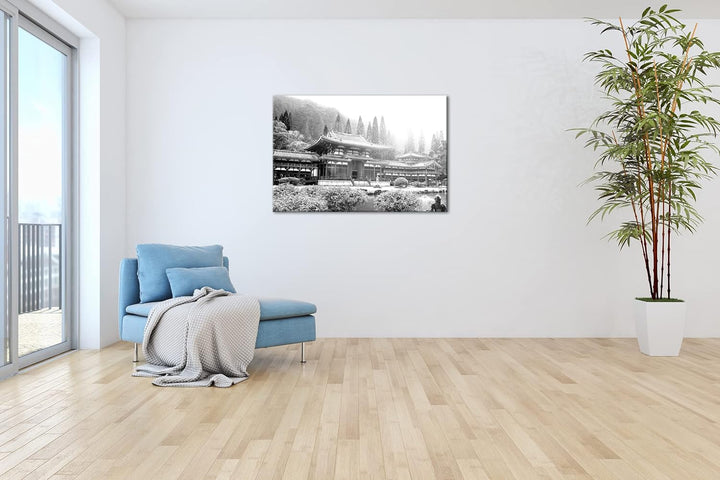 deyoli atemberaubende Tempelanlage in Asien Effekt: Schwarz&Weiss,Format: 80x60 als Leinwandbild, Mo