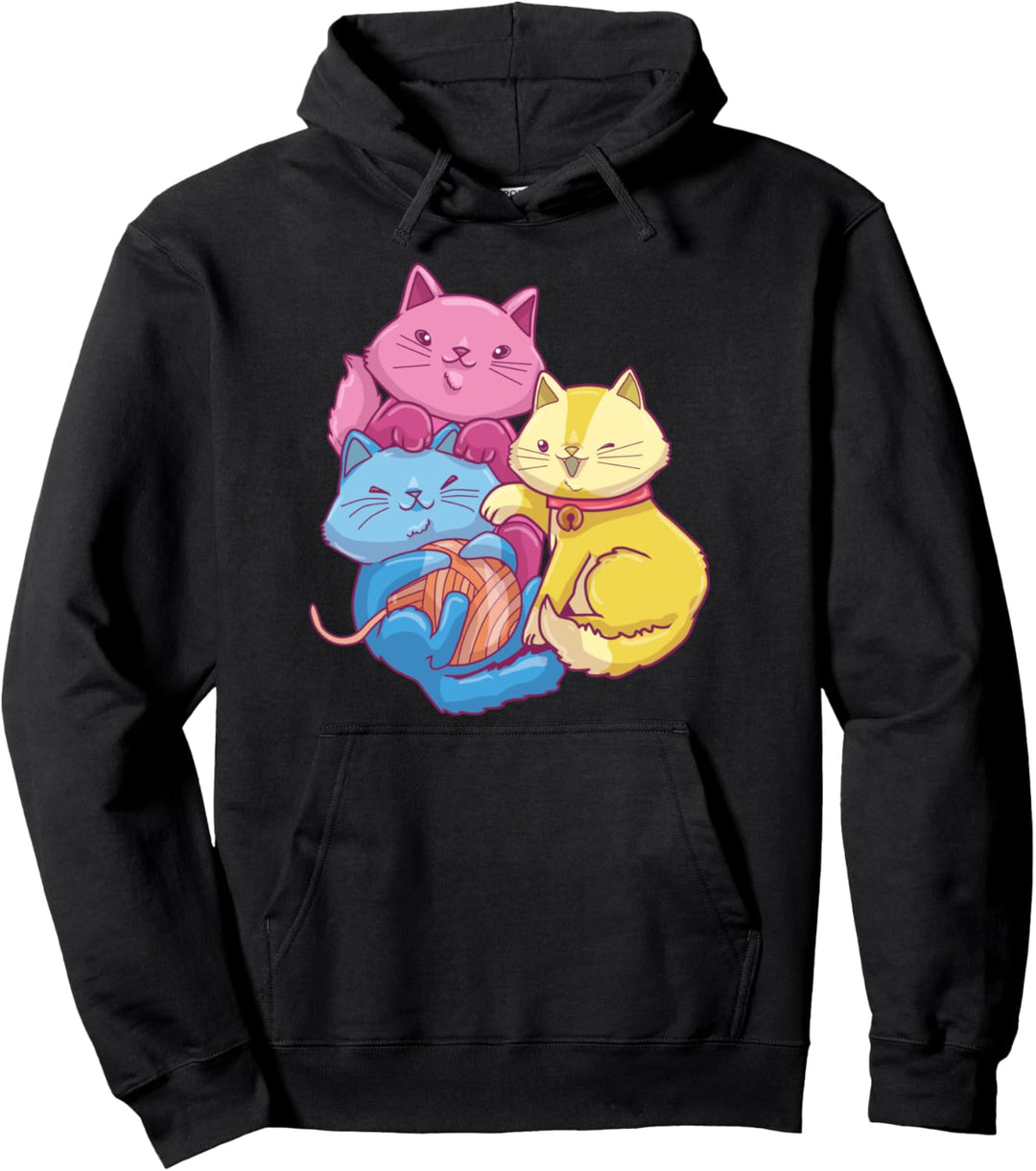 Pansexual Kawaii Cat, Anime Art Pan Pride Pullover Hoodie