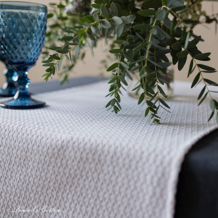 Linen &amp; Cotton Tischläufer Stoff Tischband Tischwäsche Maribella Einfach Genäht - 25% Leinen, 75% Ba