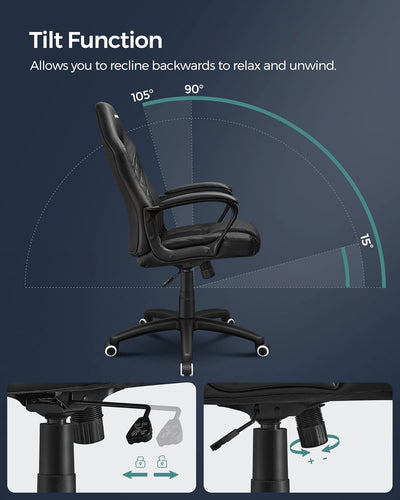 SONGMICS Gamingstuhl, Bürostuhl mit Wippfunktion, Racing Chair, ergonomisch, S-förmige Rückenlehne,