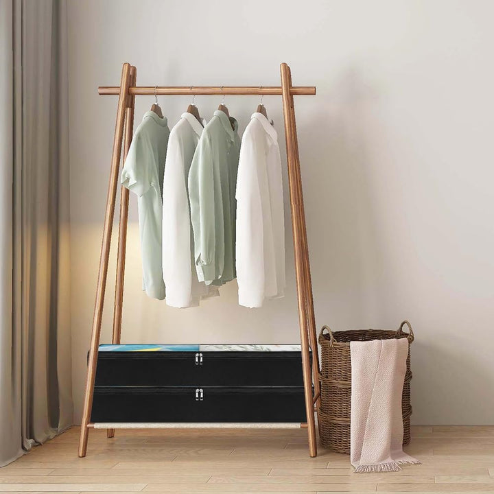 3er Pack, 97X 50X 14cm, Lange flache Unterbett-Aufbewahrungstaschen für Kleidung, Bettwäsche, Puppen