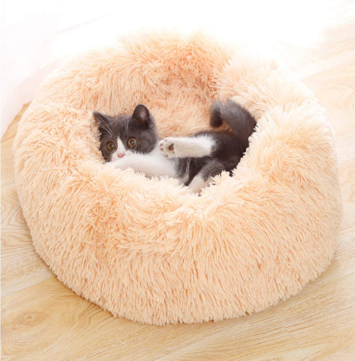 YUPPIE TONE Hundebett, Katzenbett,Waschbar Flauschiges Weicher Plüsch Rund Donut Tragbare Schlafsofa