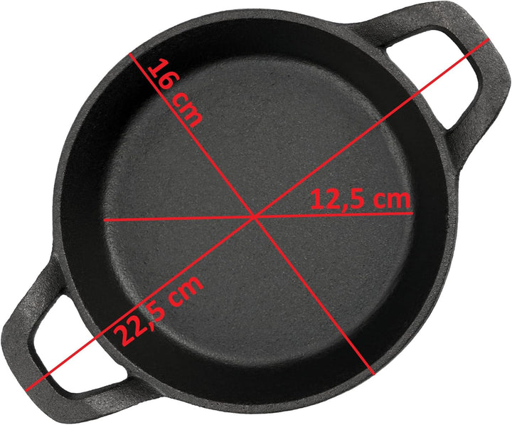 BBQ-Toro Gusseisen Servierpfännchen Set, 2 Stück | Ø 16 cm - rund | Grillpfannen Pfännchen, Gusspfan