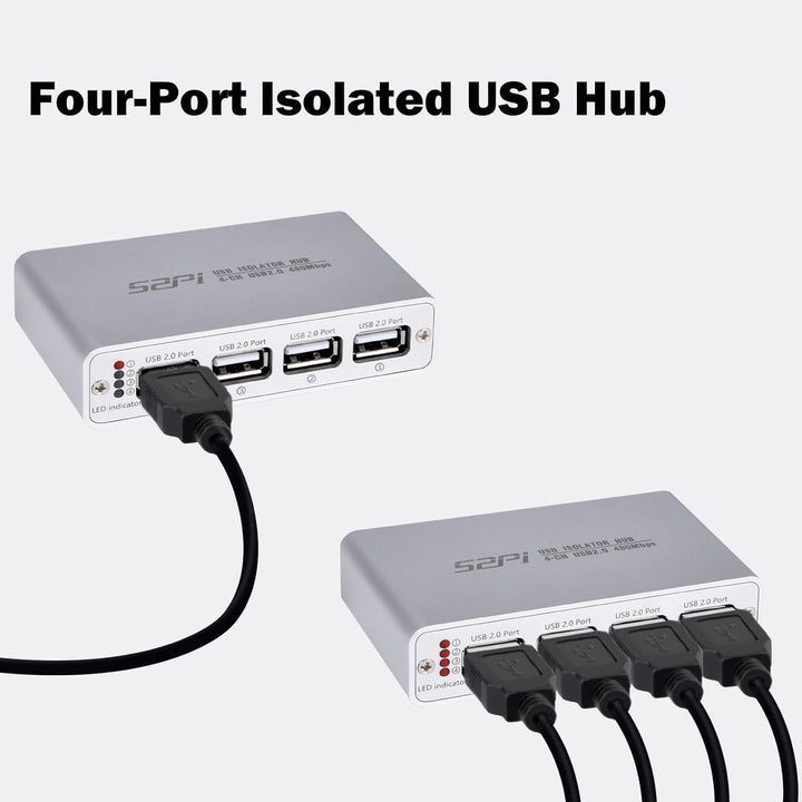 GeeekPi Digitaler USB-Isolations-Hub, 4-Port USB 2.0, High-Speed 480 Mbit/s, ADuM3165-Chip in Indust