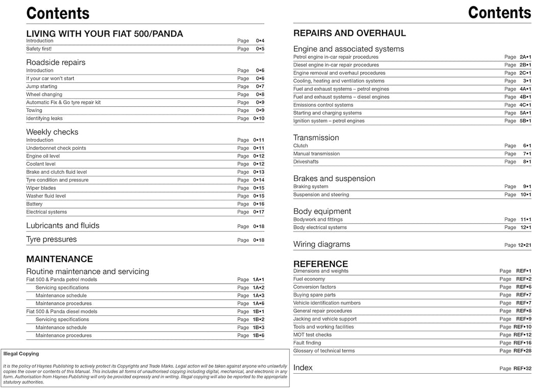 Fiat 500 & Panda (04 - 12) Haynes Repair Manual, Taschenbuch