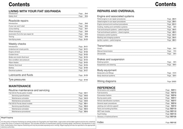 Fiat 500 & Panda (04 - 12) Haynes Repair Manual, Taschenbuch