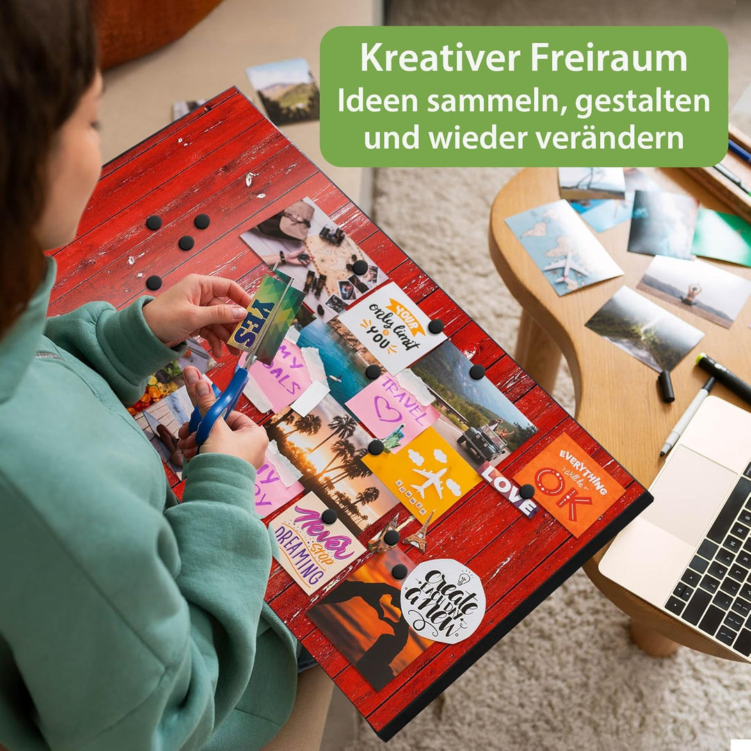 banjado Magnettafel schwarz 78 x 37cm / Magnetwand Metall/Magnetpinnwand als Memoboard/Pinnwand Magn