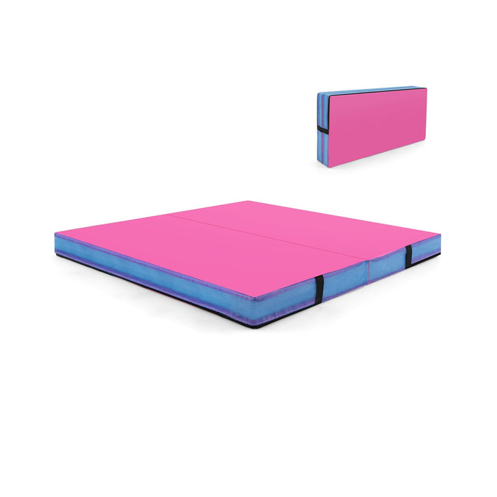 GOPLUS turnmatte klappbar, gymnastikmatte aus Kunstleder, Weichbodenmatte mit Griffe & Reissverschlu