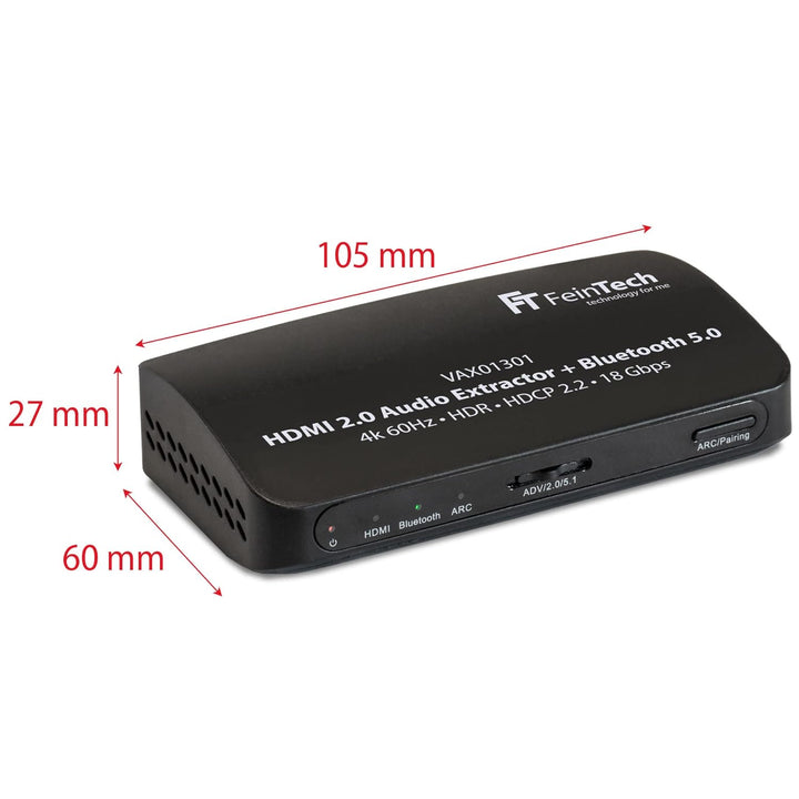 FeinTech VAX01301 HDMI Audio Extractor Adapter Konverter Splitter 5.1 mit Bluetooth Sender 4K 60Hz A