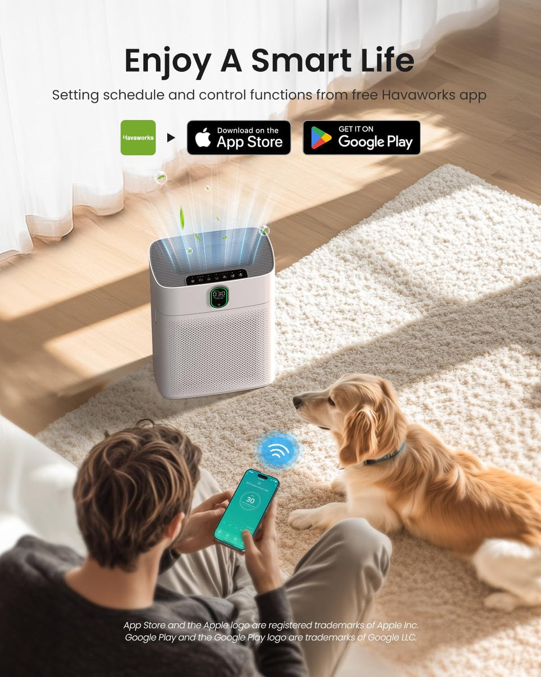 Luftreiniger für Allergiker, Air Purifier für Raucherzimmer, HEPA Filter Gegen Staub Pollen, CADR 30