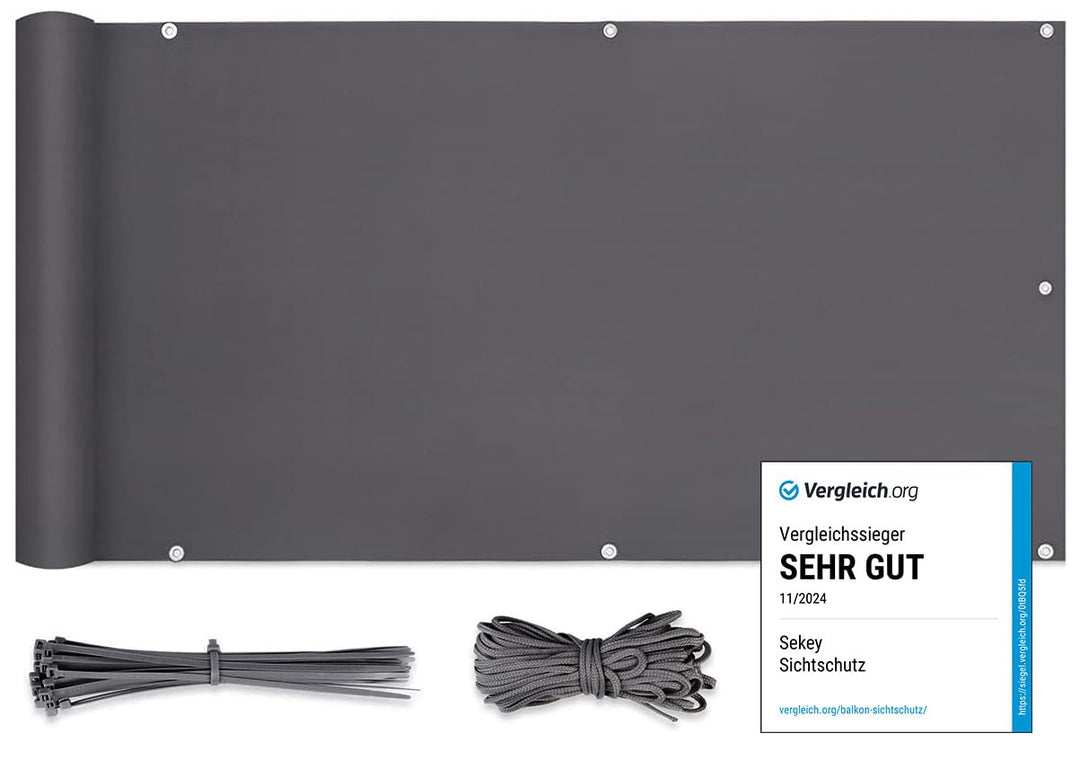 Sekey Balkon Sichtschutz Balkonabdeckung Balkonverkleidung blickdichte Wind- und UV-Schutz, 100% Pri
