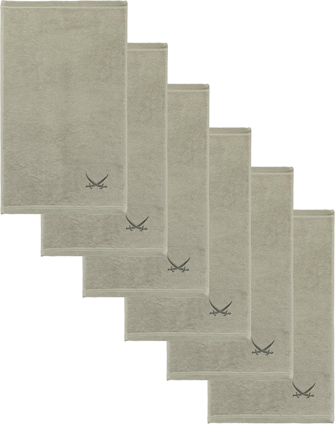 Sansibar Gästehandtuch 6er Set 30x50 cm 100% Baumwolle mit gesticktem Säbel Logo Set Handtuch Seiftu