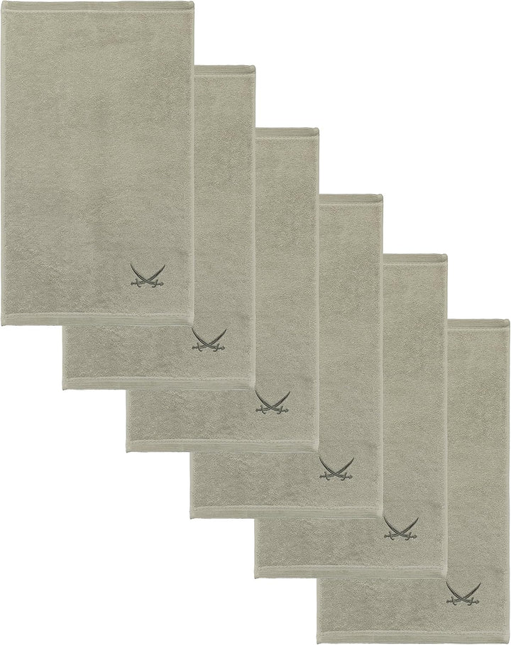 Sansibar Gästehandtuch 6er Set 30x50 cm 100% Baumwolle mit gesticktem Säbel Logo Set Handtuch Seiftu
