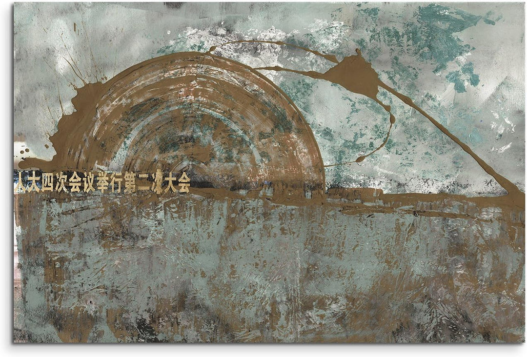 Paul Sinus Art 80x60cm Fotoleinwand Leinwanddruck Kunstdruck Wandbild grau braun blau beige Grunge