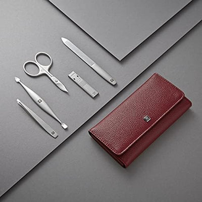 ZWILLING TWINOX Maniküre und Pediküre Pflege Set, 5-teilig, Premium Qualtiäts Leder Etui Reisegrösse