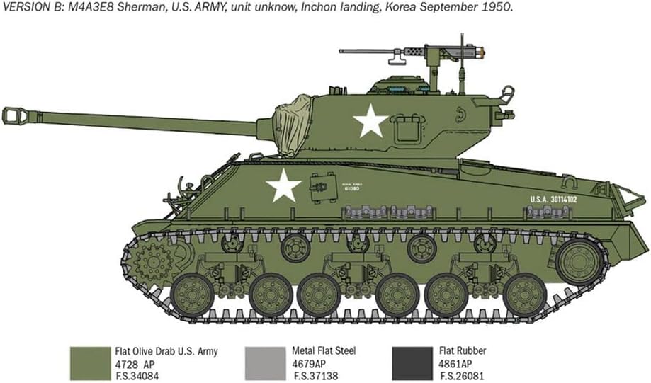 Italeri 6586S 1:35 US M4A3E8 Sherman Korea Krieg - originalgetreue Nachbildung, Modellbau, Basteln,