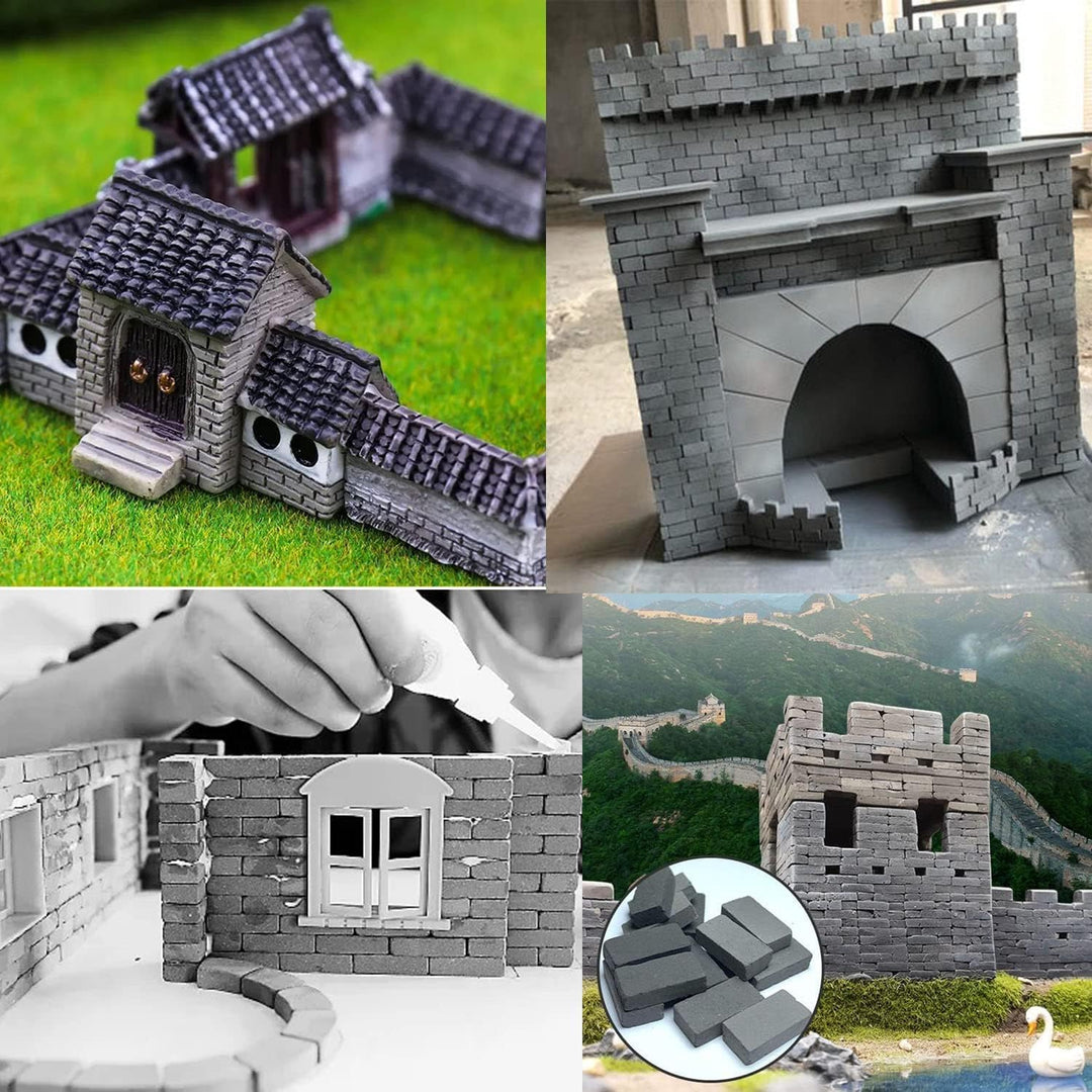 Cayway 120 Stück Mini Simulation Ziegel, 1:12 Mini Scale Ziegel Miniatur Ziegelsteine Backsteine Zie